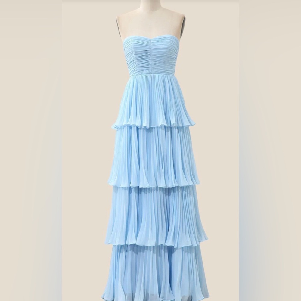 Oh Molly Light Blue Tiered Chiffon Dress
